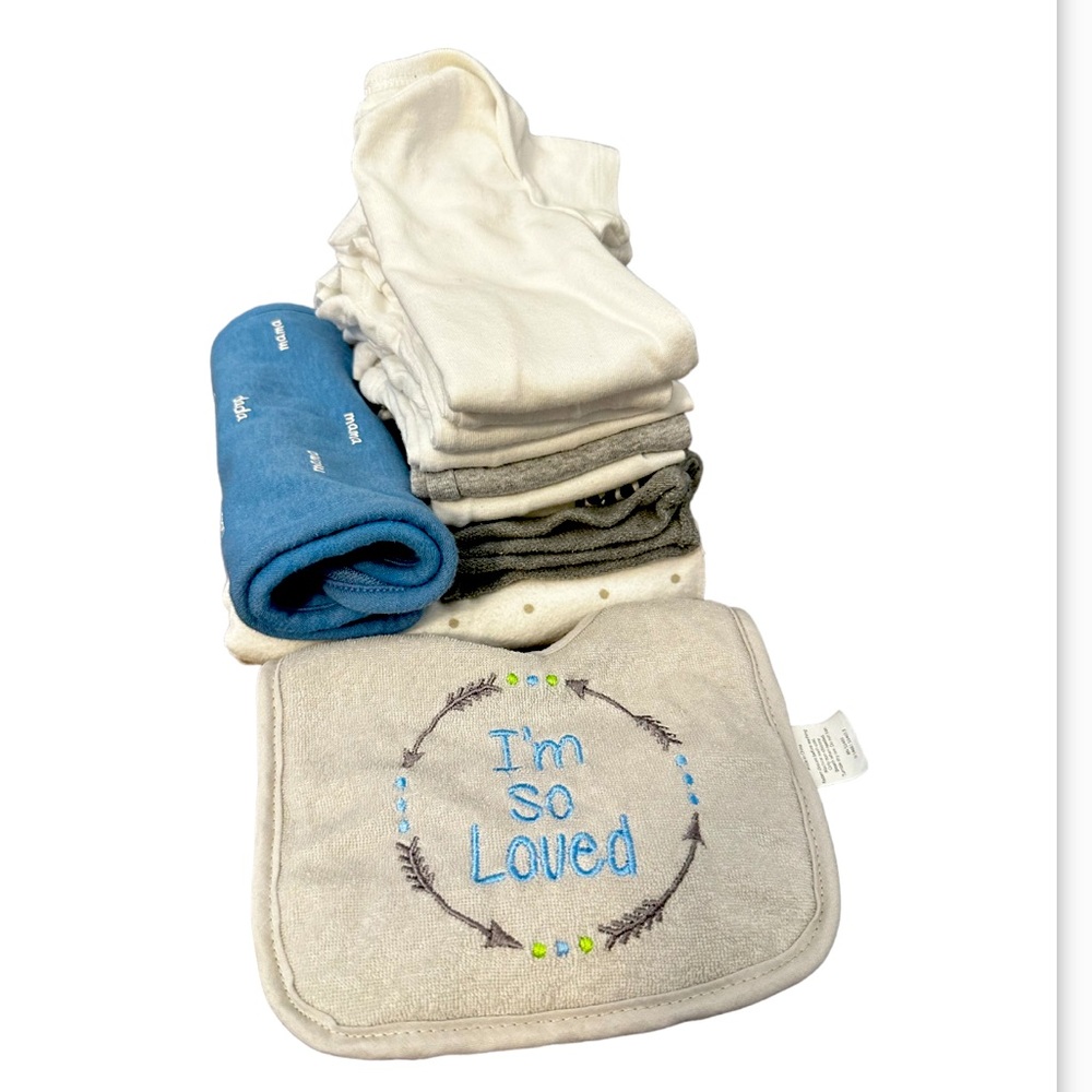 Baby Boy Warm Weather Clothing Bundle Lot Burp Cloth/Blanket/Bib 3-6 months